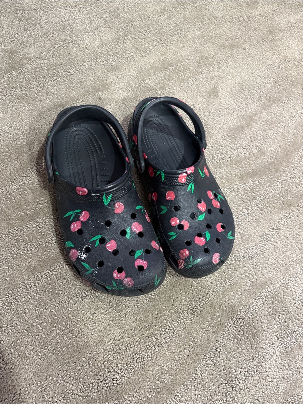 CROCS Black Clog with Pink Cherry Print